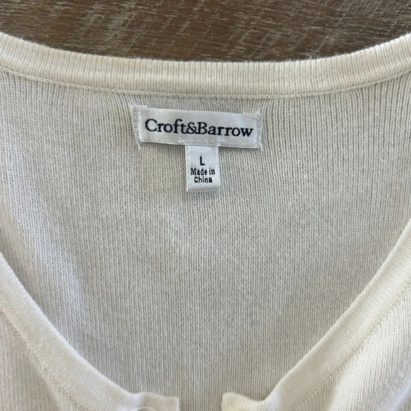 Croft & Barrow Button Down Cream Cardigan - Picture 4 of 6